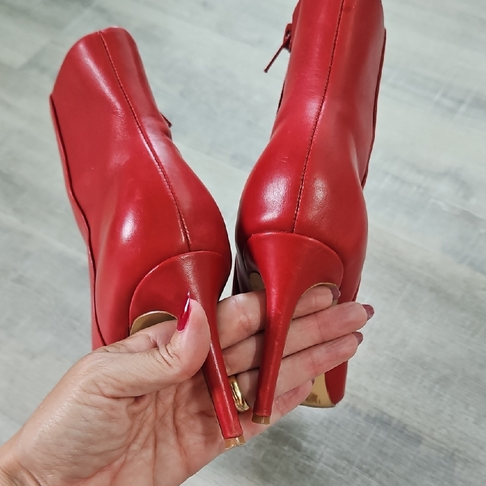 Genuine Leather Red Booties - Picture 6 of 10